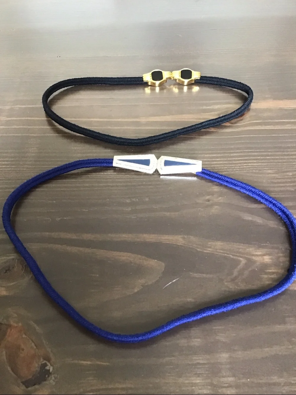 Vintage skinny elastic cord cinch belts.